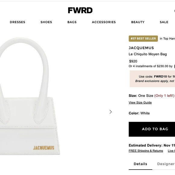 Jacquemus Le Chiquito Moyen Medium Bag – White, Authentic, Excellent Condition - Picture 6 of 6